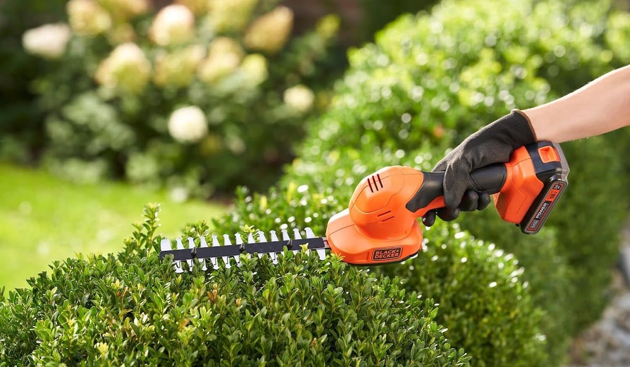 Une personne qui utilise un sculpte-haies.