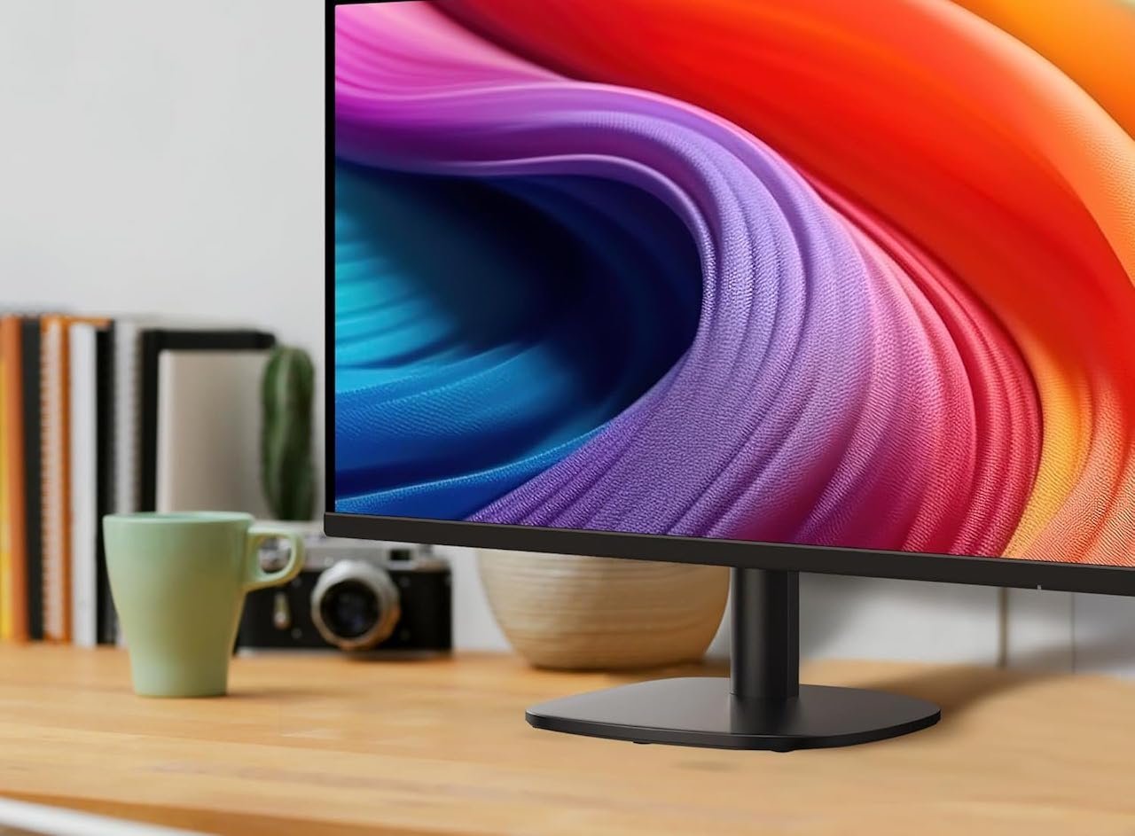 Un écran PC sur un bureau.