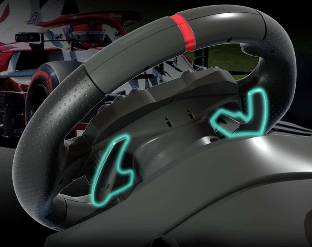 Un volant de course gamer.